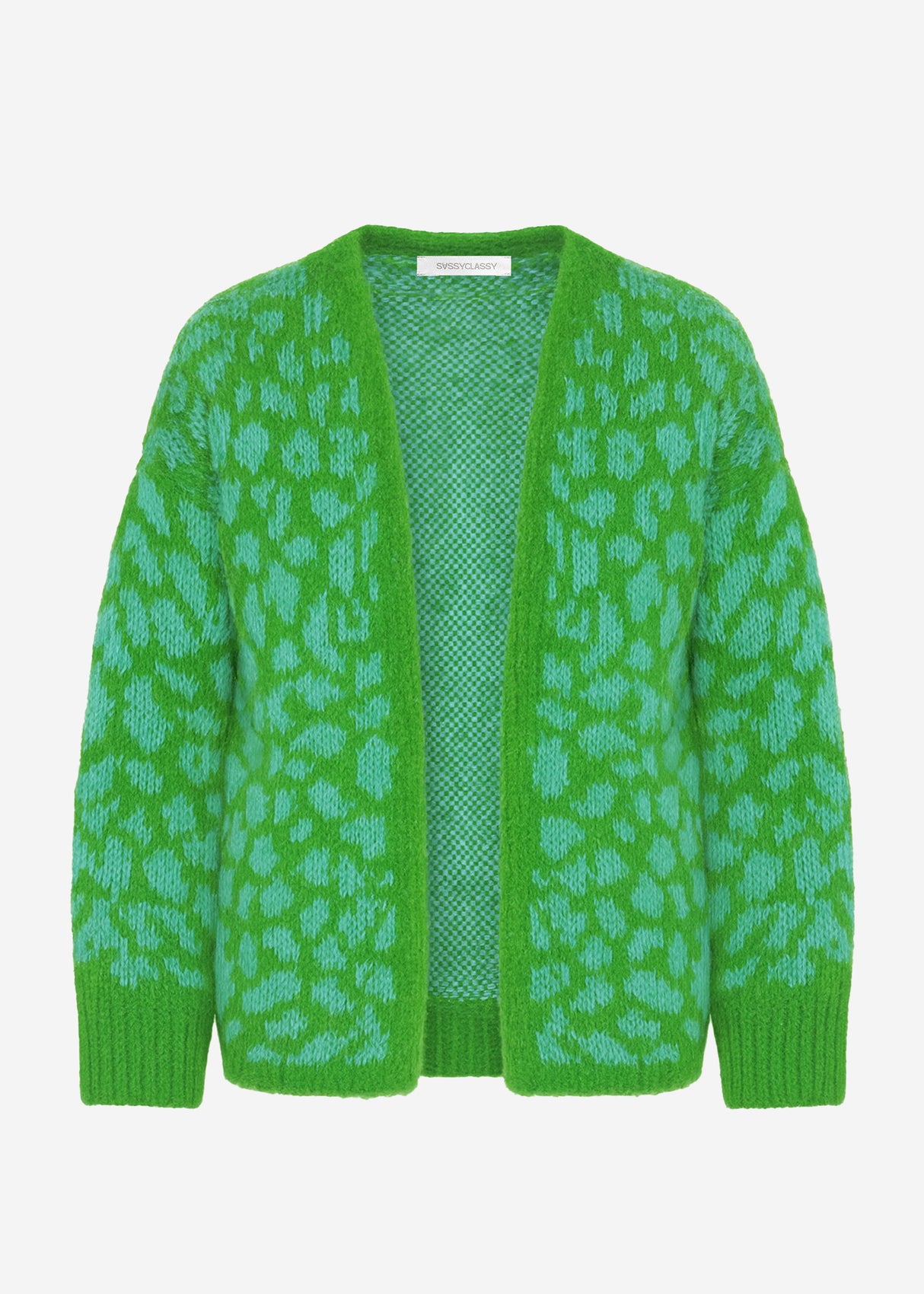 Short cardigan with leopard print - green-blue