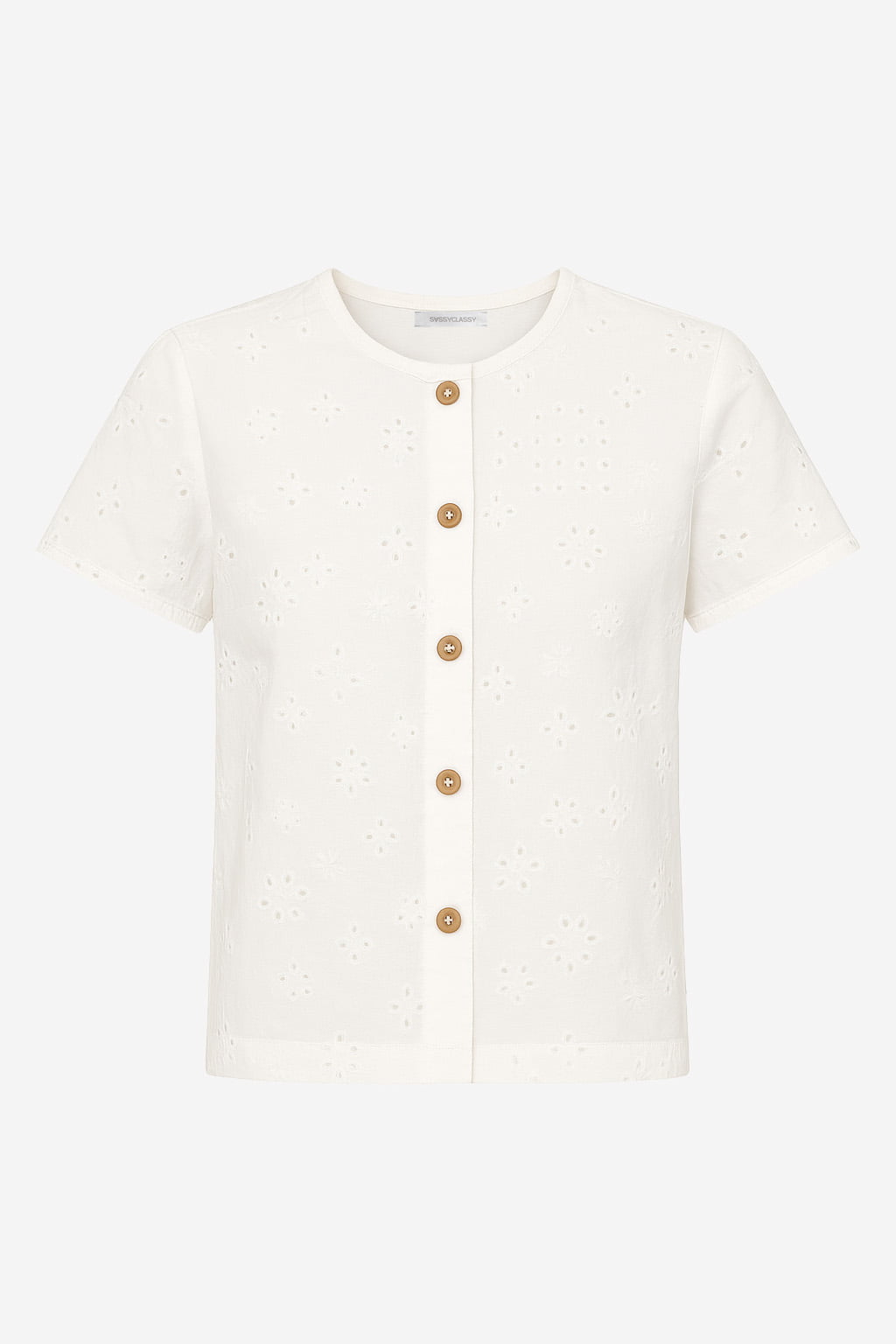 Blouse with short sleeves and embroidery - off-white