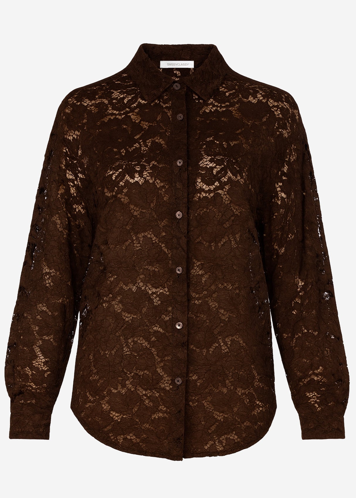 Bluse aus transparenter Spitze - braun