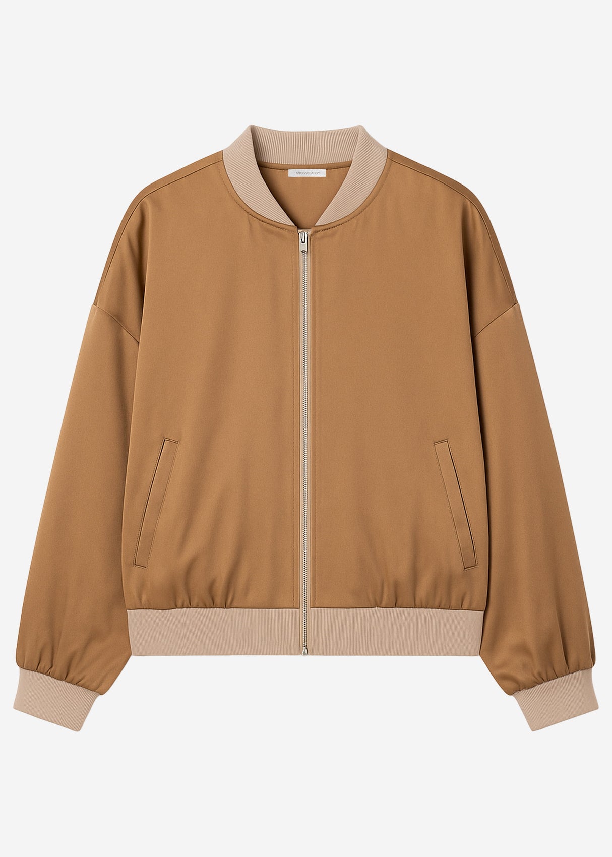 Satin bomber jacket - camel