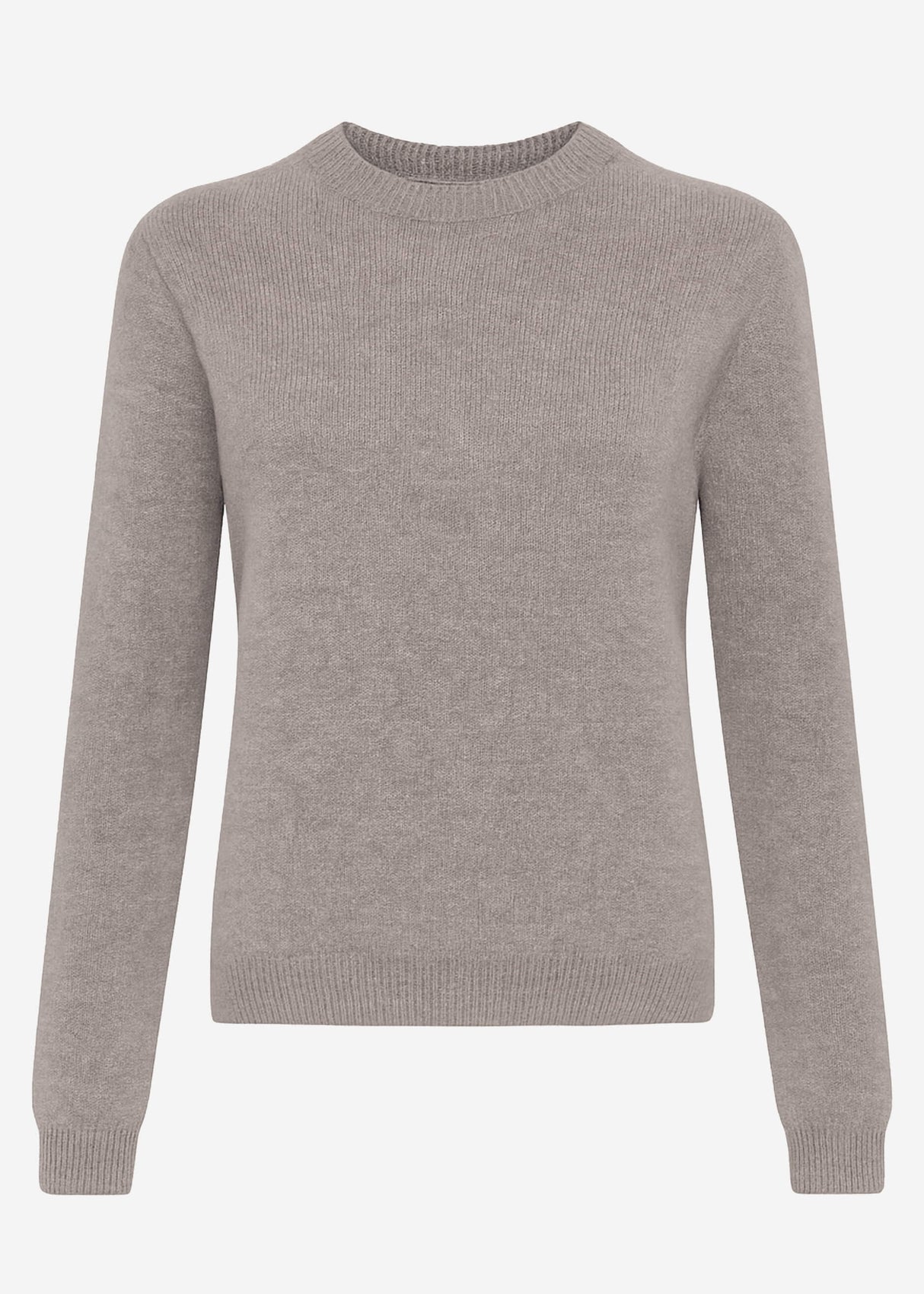 Strickpullover mit Zopfmuster-Detail - taupe