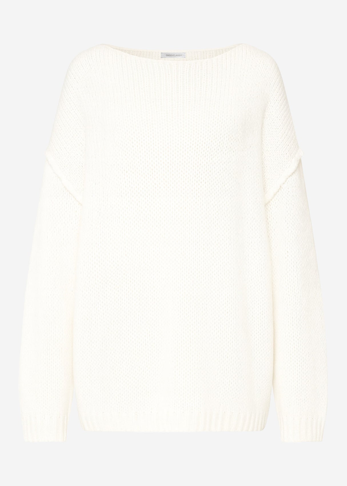 Oversize-Pullover mit Rundhalsausschnitt - weiß