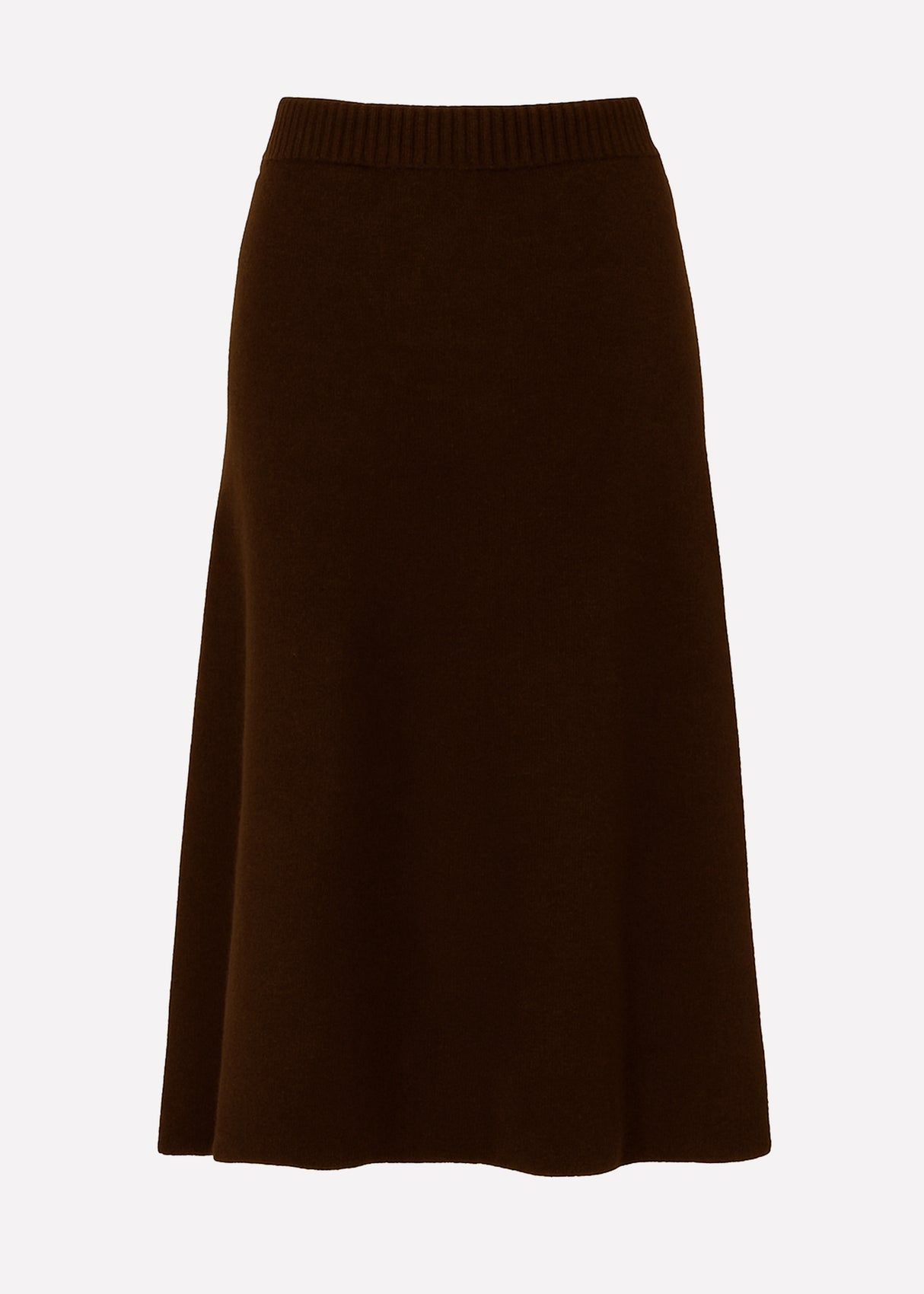 Maxi knit skirt in A-line - dark brown