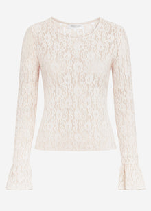 Langarm Spitzenshirt mit Volantärmeln - creme