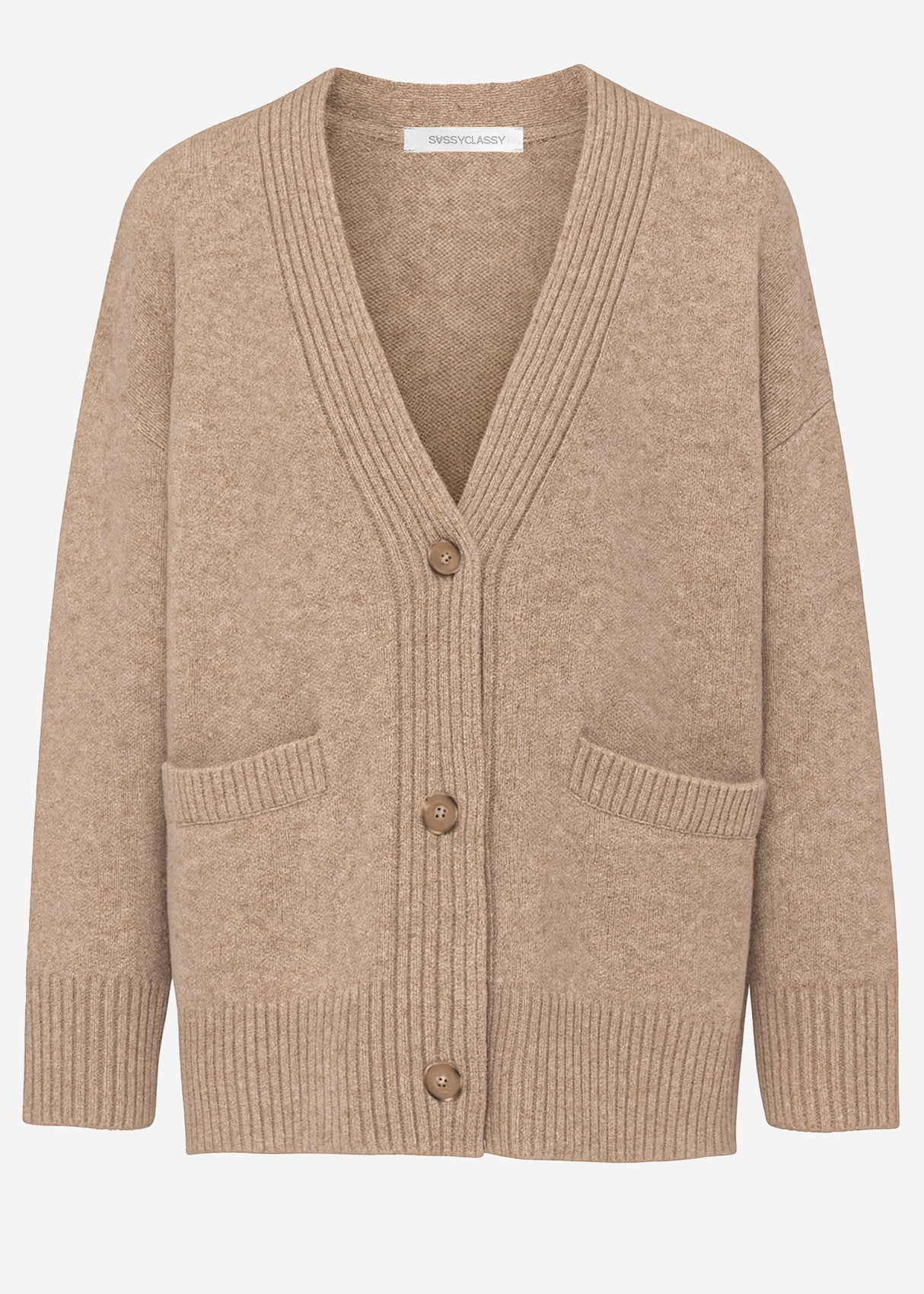 Oversized cardigan with pockets - taupe