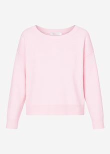 Oversize Baumwoll-Pullover mit Rückennaht - rosa