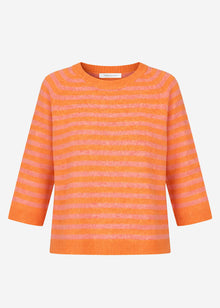 Gestreiftes Strickoberteil - orange-pink