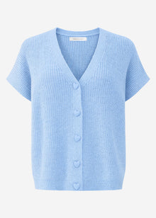 Waistcoat with heart buttons - ice blue