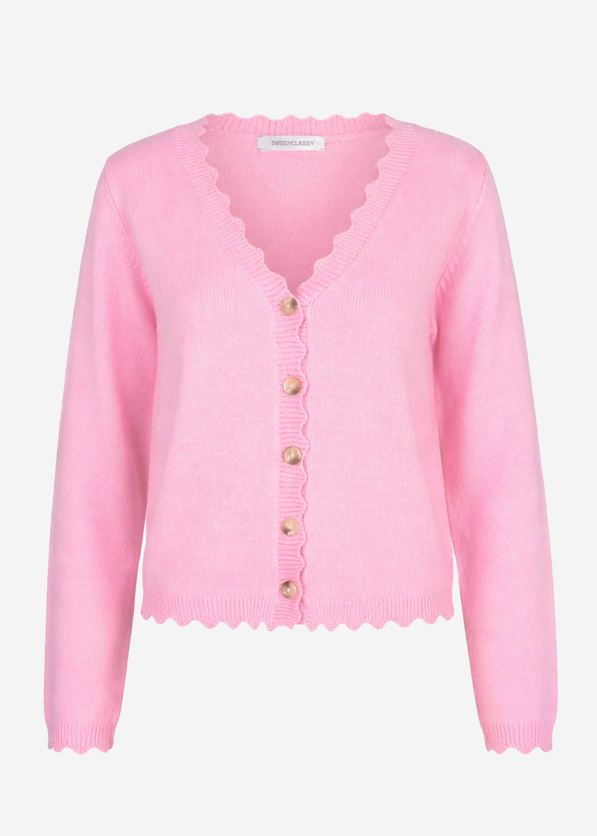 Strickcardigan mit Bogenkante - rosa