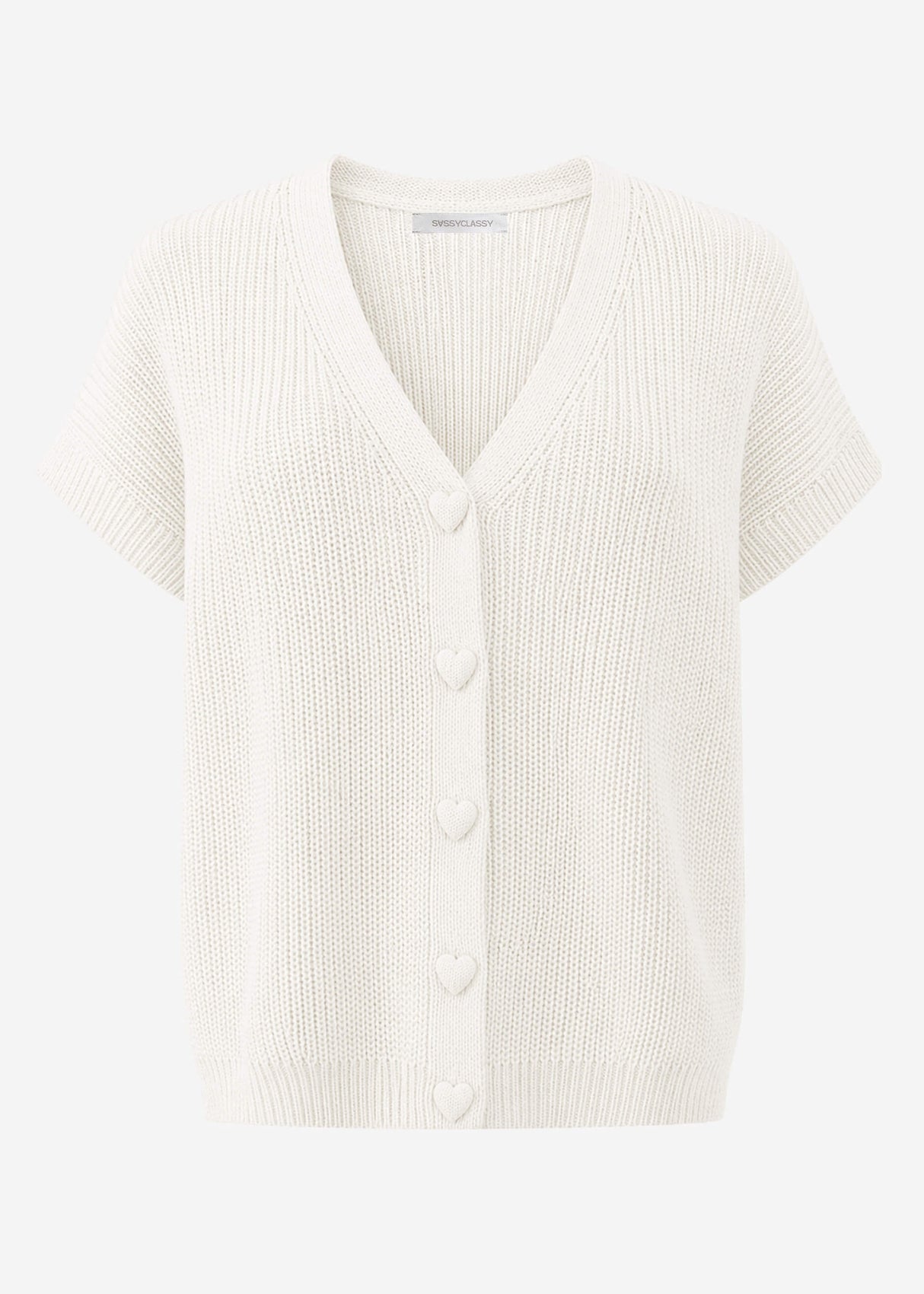 Strickweste mit Herzknöpfen - offwhite