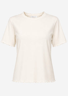 T-Shirt mit Wellenkante - offwhite