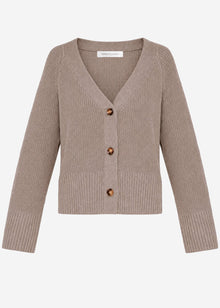 Cardigan in gerippter Struktur - taupe