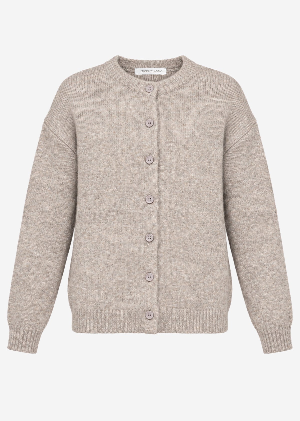 Cardigan with button placket - taupe
