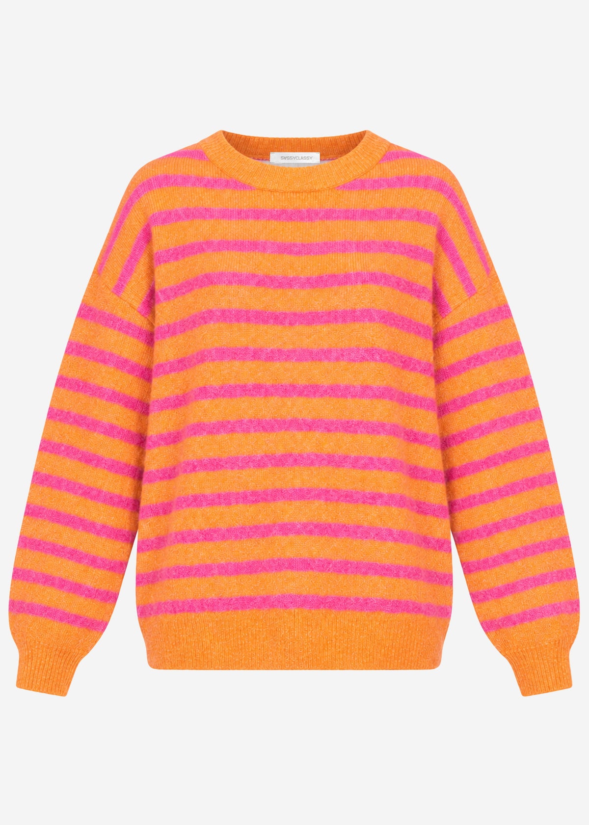 Knit jumper with stripe design - pink-orange
