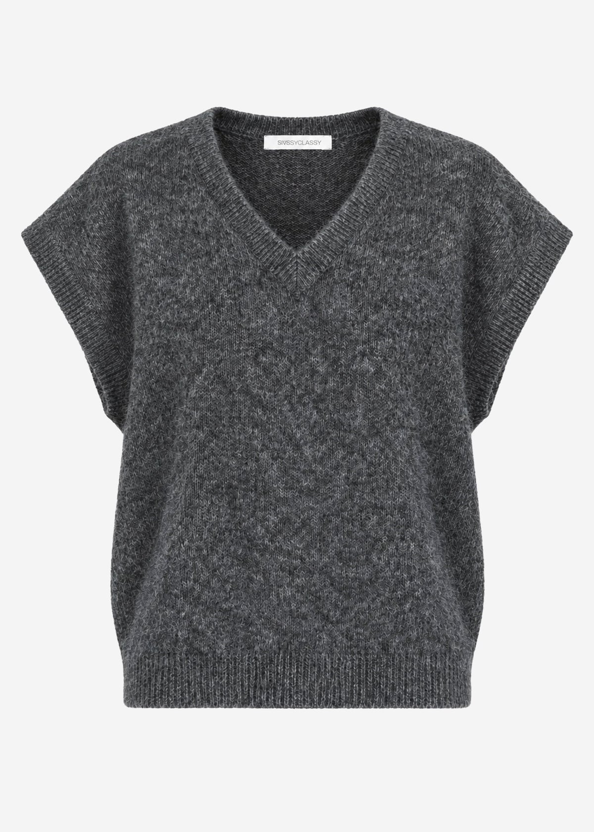 Sleeveless jumper with V-neck - dark grey