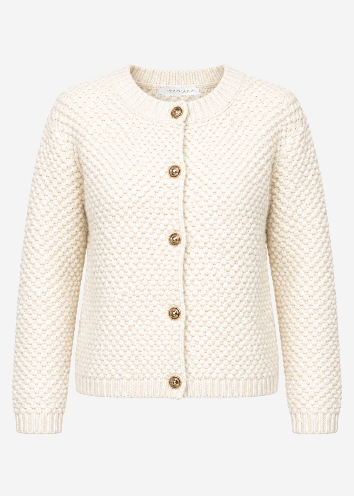 Bouclé Strickjacke - offwhite