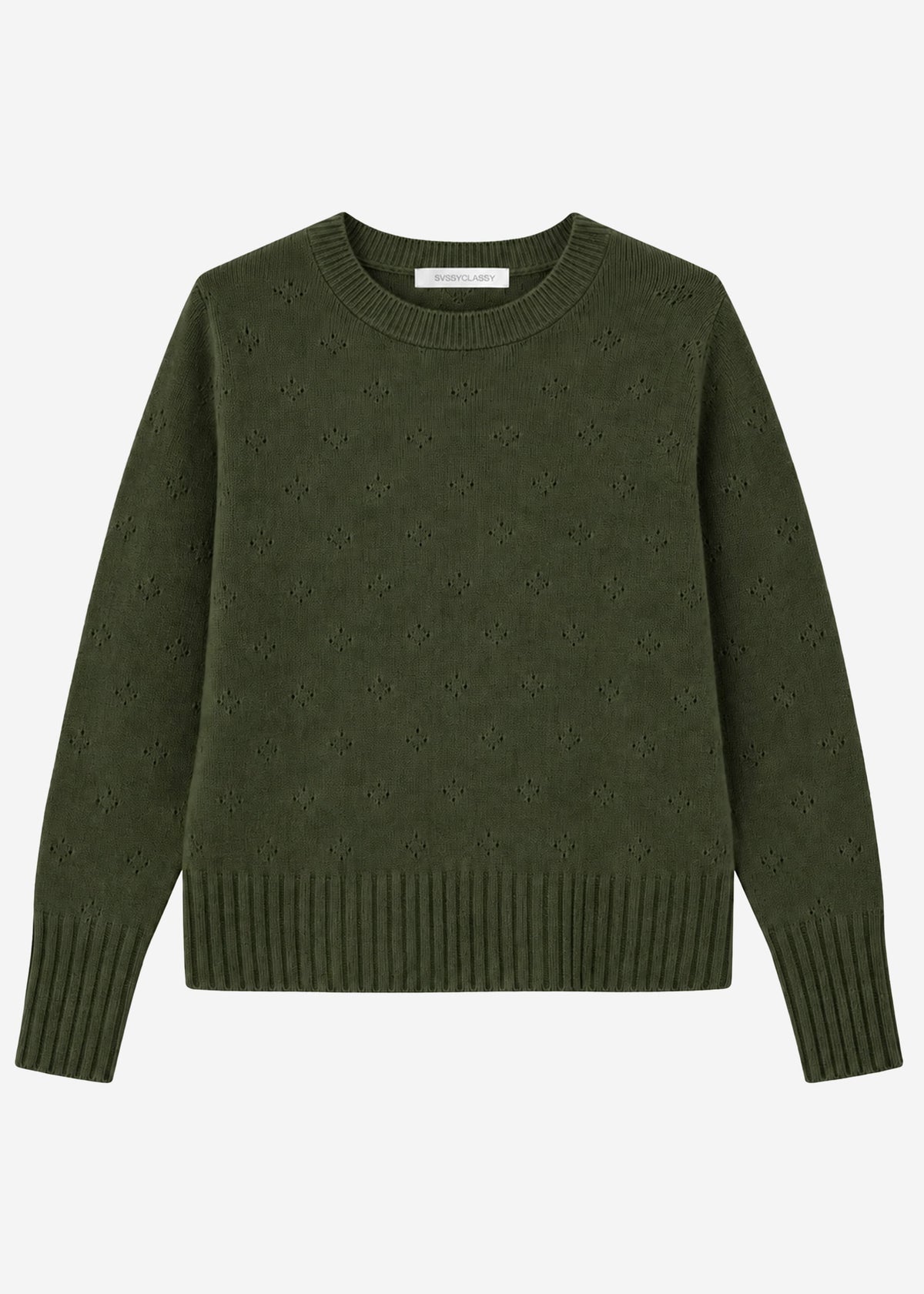 Fine knit jumper with textured pattern - green