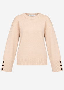 Strickpullover mit Knopfdetail - beige