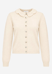 Cardigan with crochet collar - beige