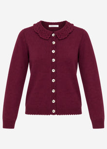 Cardigan with crochet collar - burgundy