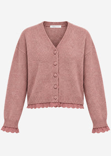 Strickjacke mit Lochstickerei - mauve