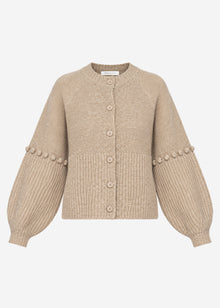 Strickjacke mit dekorativen Statement-Ärmeln - beige
