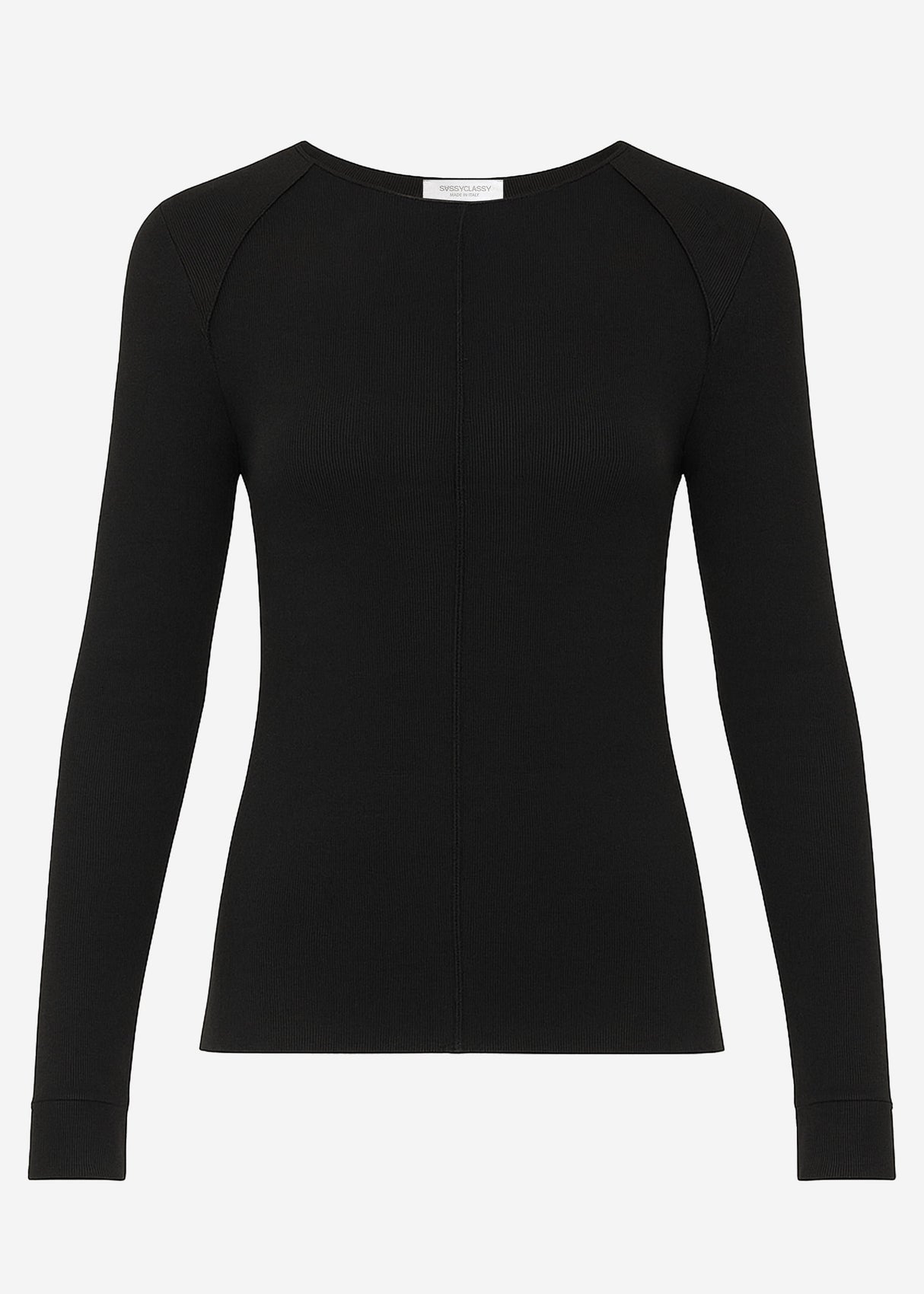 Langarmshirt mit Ziernähten - schwarz