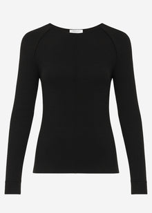 Langarmshirt mit Ziernähten - schwarz