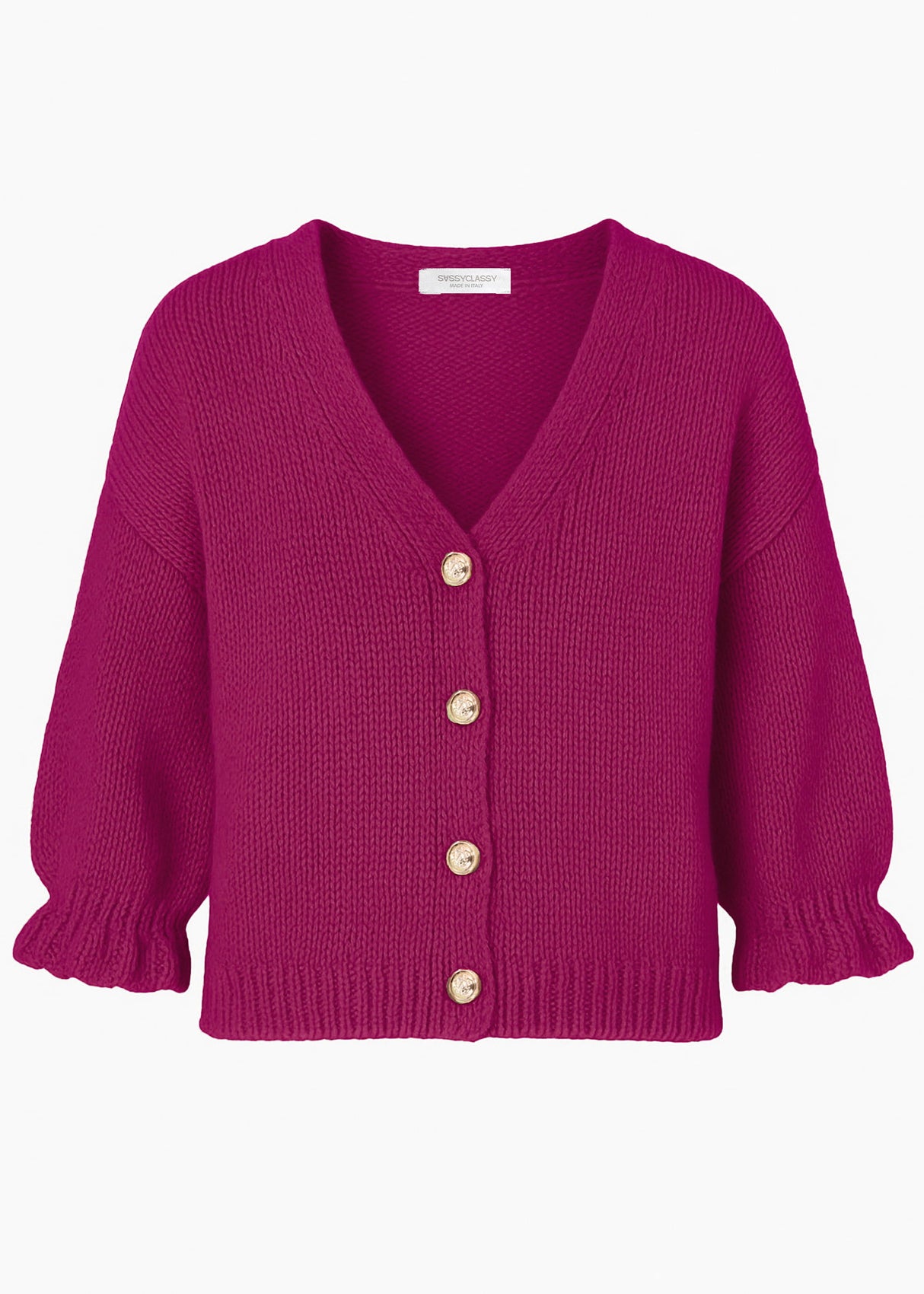 Cardigan with 3/4-sleeves - fuchsia