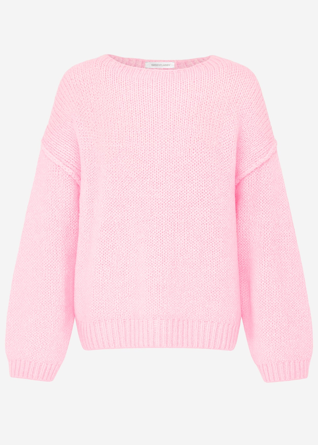 Oversize-Pullover mit Rundhalsausschnitt - rosa