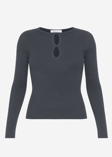 Rippstrickoberteil mit Cut-Outs - grau