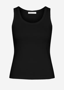 Tank top with neckline - black