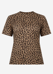 T-Shirt mit Leo-Print - braun