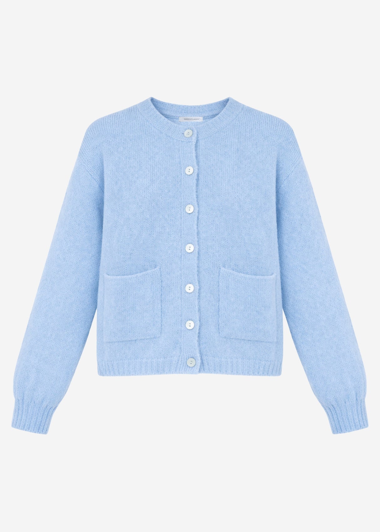Strickjacke aus Alpaka-Mix - eisblau