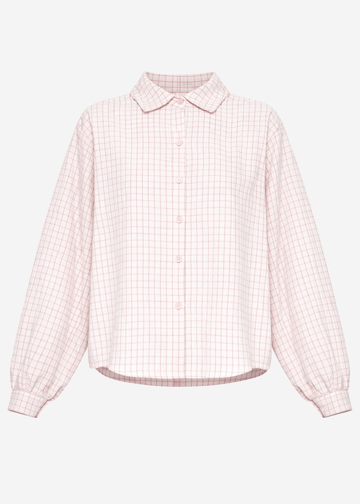 Oversize Bluse mit Karomuster - rosa