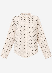 Musselin Hemdbluse mit Punkten - beige