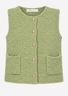 Bouclé-Weste mit Taschen - grün