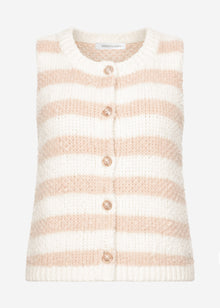 Bouclé waistcoat with block stripes - beige-off-white