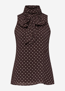 Chiffon Top mit Punkten - braun