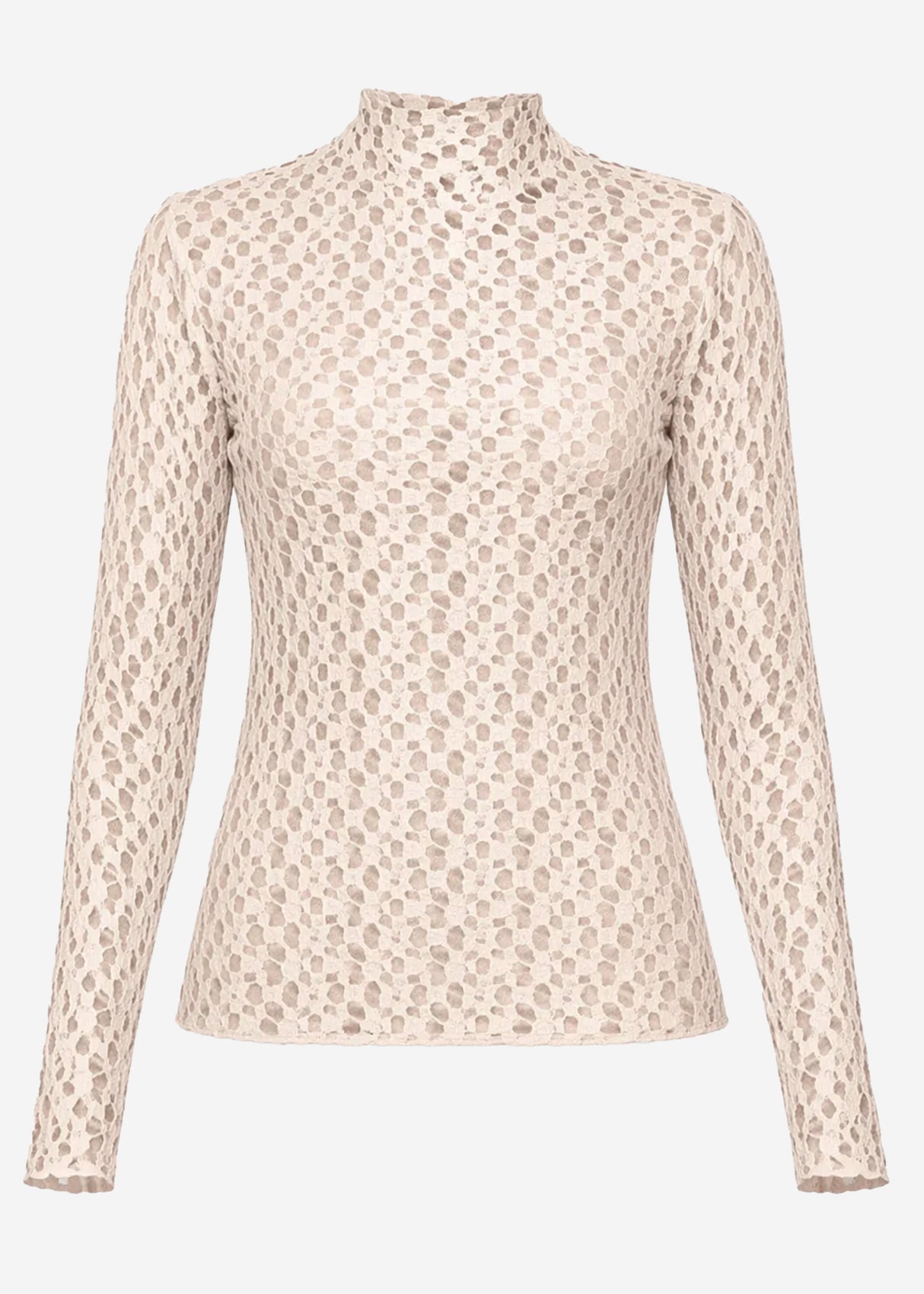Langarmshirt aus Spitze - beige