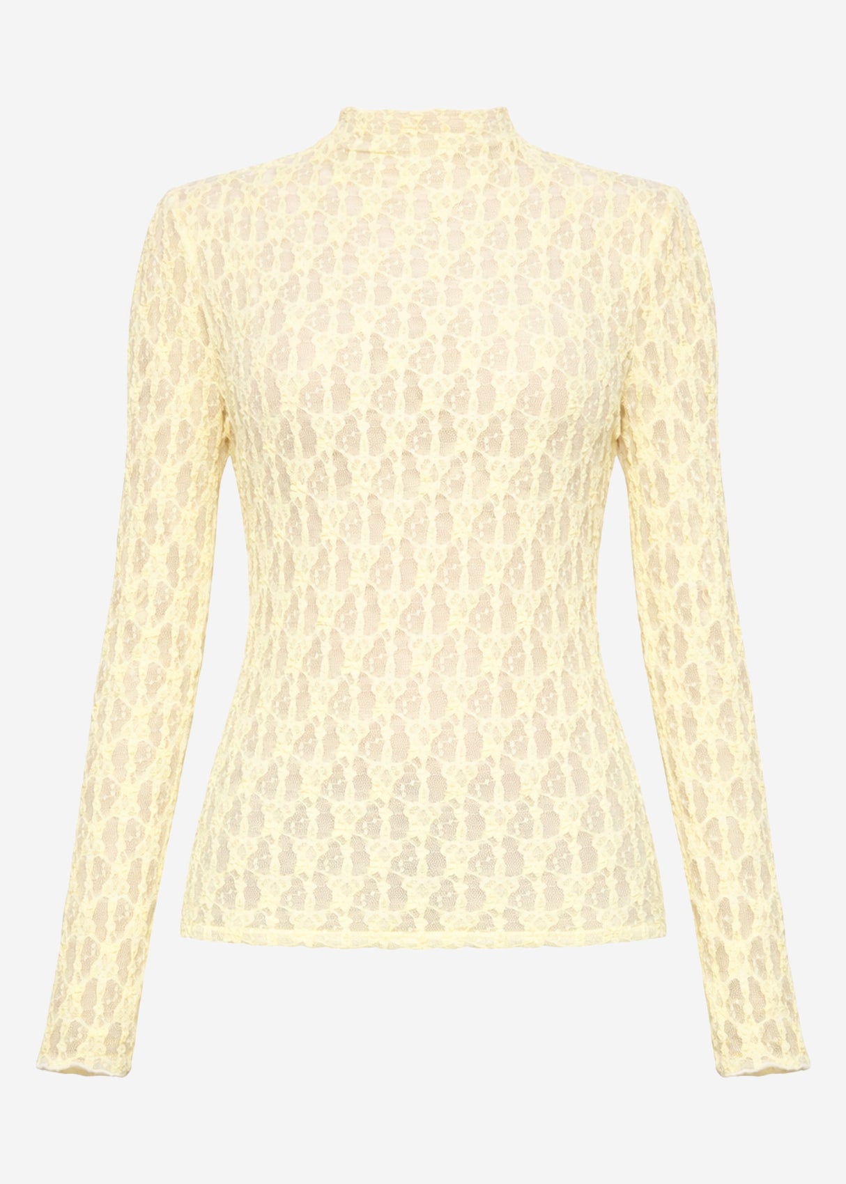 Langarm Spitzenshirt - buttergelb