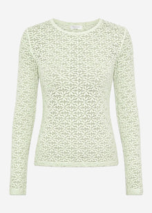 Langarmshirt aus floraler Spitze - salbeigrün