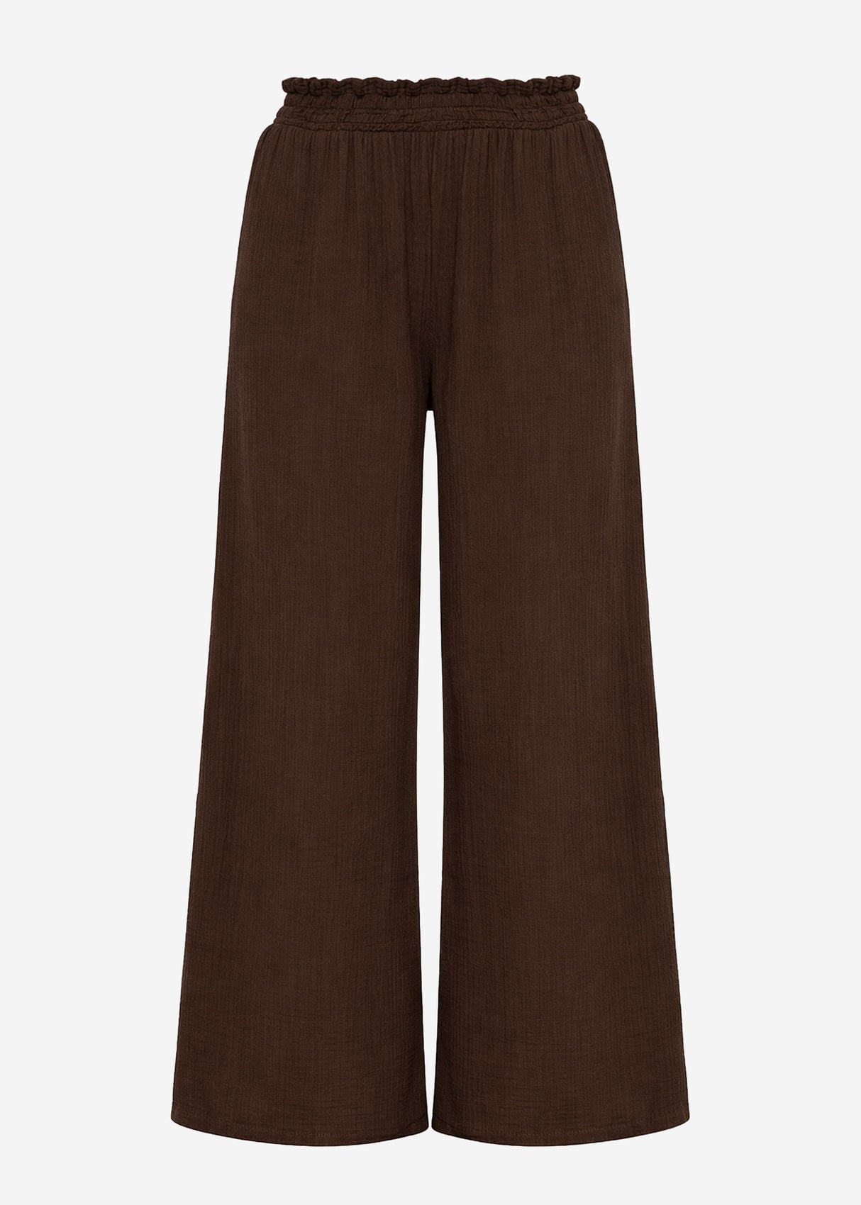 Muslin wide-leg pants - brown