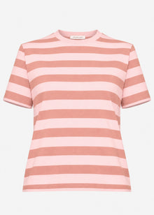 T-Shirt mit Blockstreifen - rosa-braun