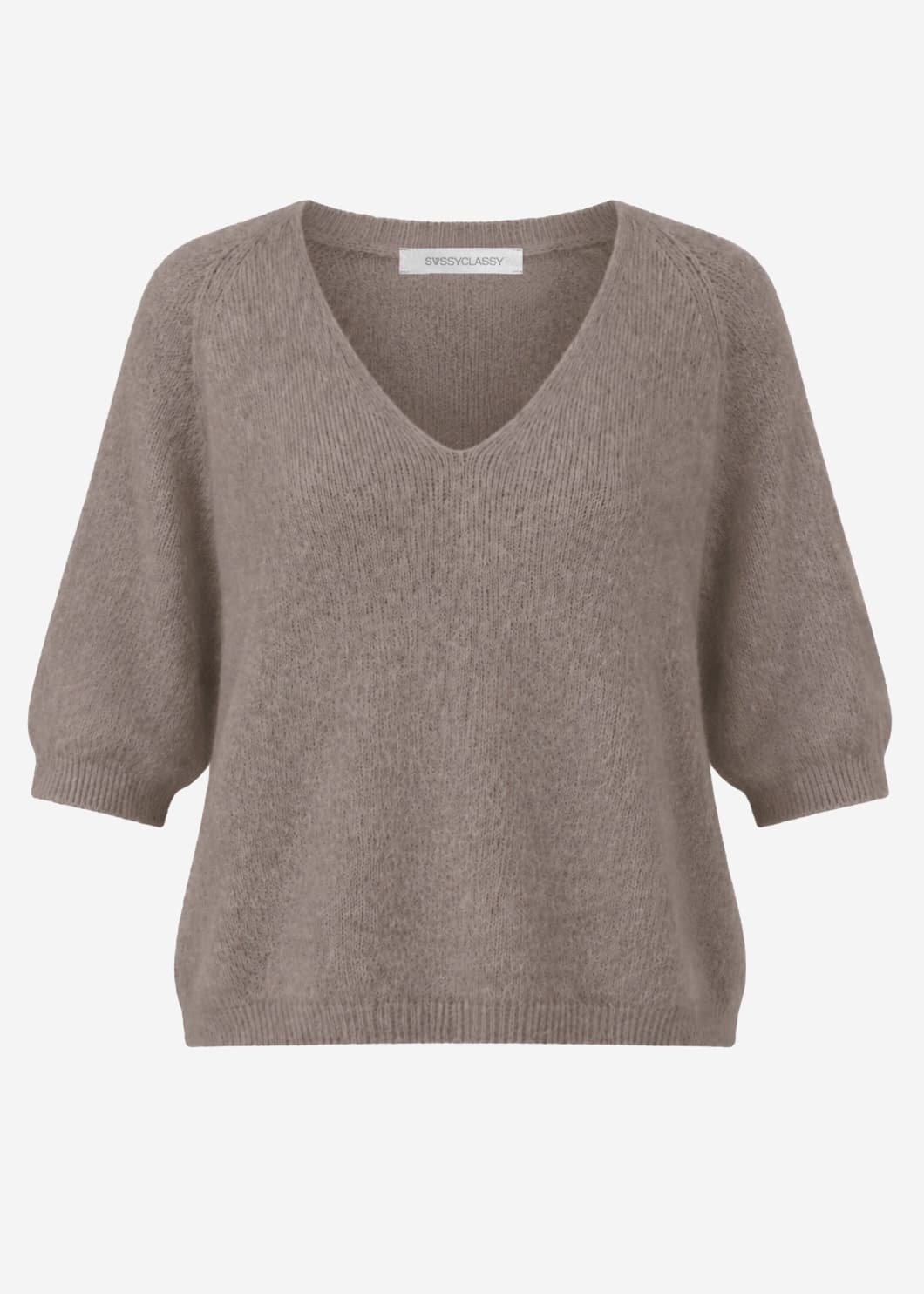V-neck knit top - taupe