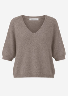Strickoberteil mit V-Ausschnitt - taupe