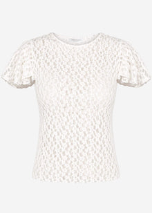 Spitzen T-Shirt mit Flügelärmel - offwhite