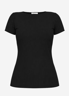 Ribbed jersey T-shirt - black