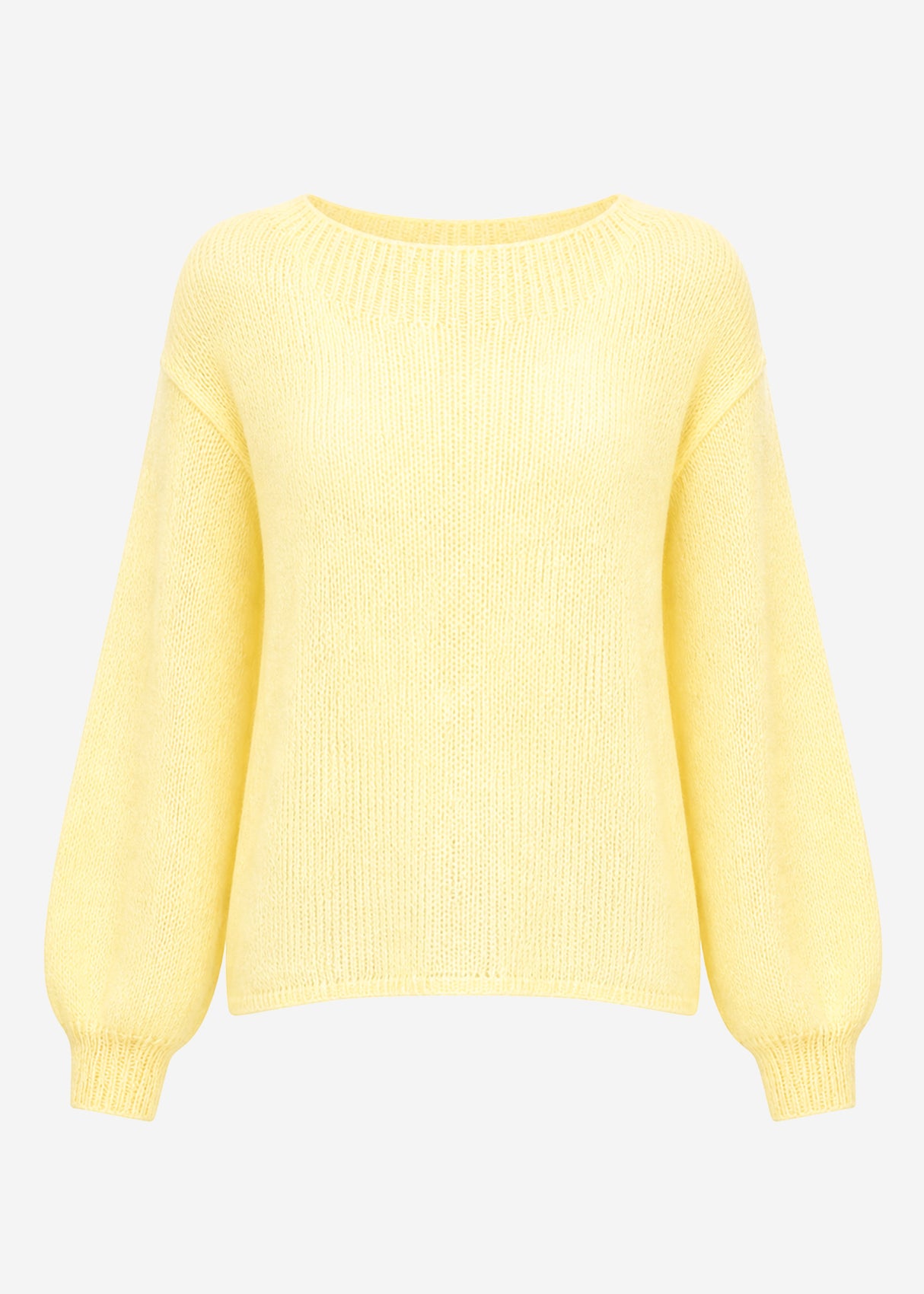 Leicht transparenter Feinstrickpullover - buttergelb
