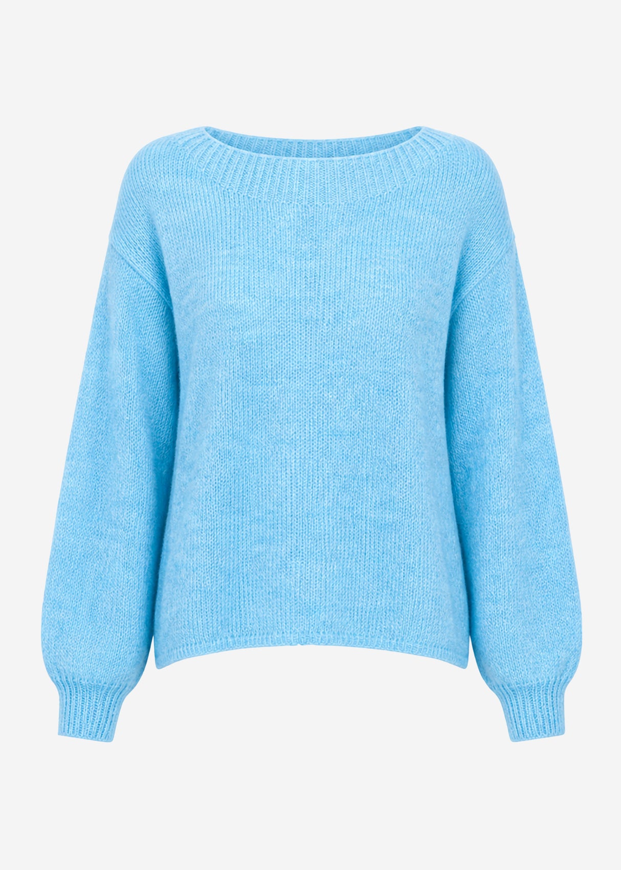 Leicht transparenter Feinstrickpullover - hellblau